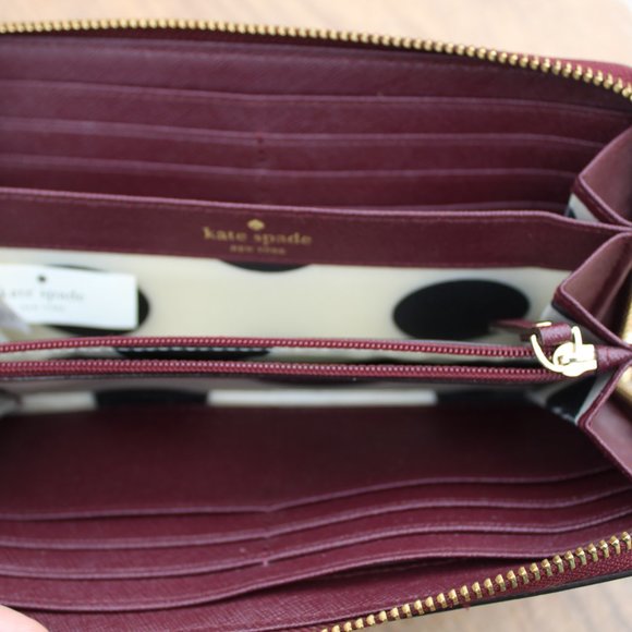 Kate Spade Cedar Street Zip Around Wallet Burgundy - Picture 2 of 4